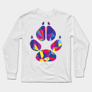 Rainbow Colorful Dog Paw Print Long Sleeve T-Shirt